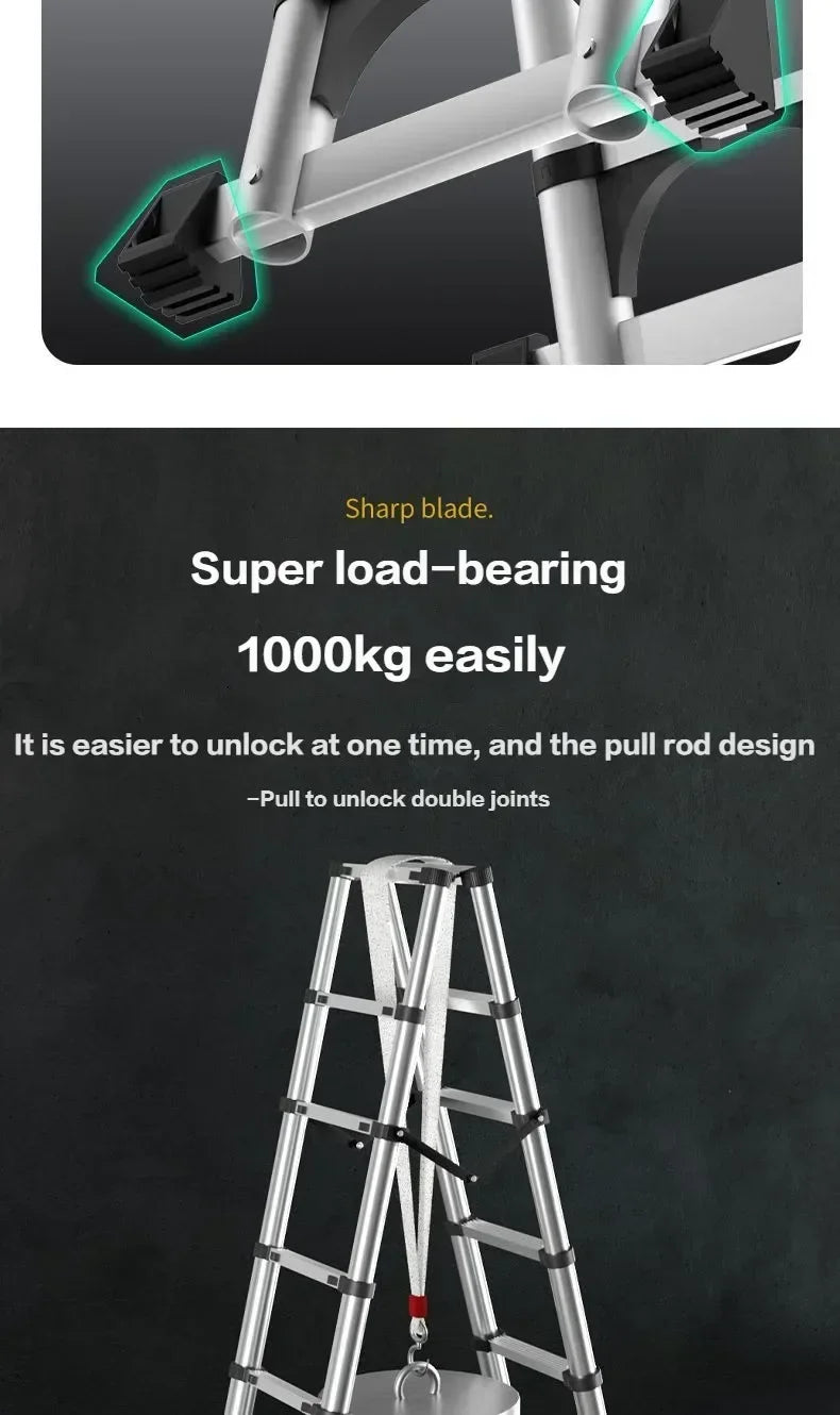 Professional Aluminum Alloy Multifunctional Telescopic Zigzag Ladder Household Staircase Indoor Lifting And Folding Ladder