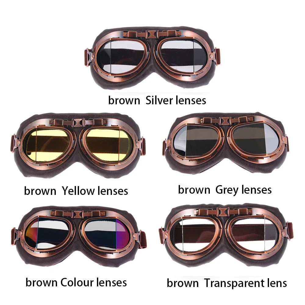 Pilot Retro Goggles Dustproof Lens Frame Motorcycle Glasses Cruiser Scooter Snowboard Protective Gears Eye Protection Sunglasses