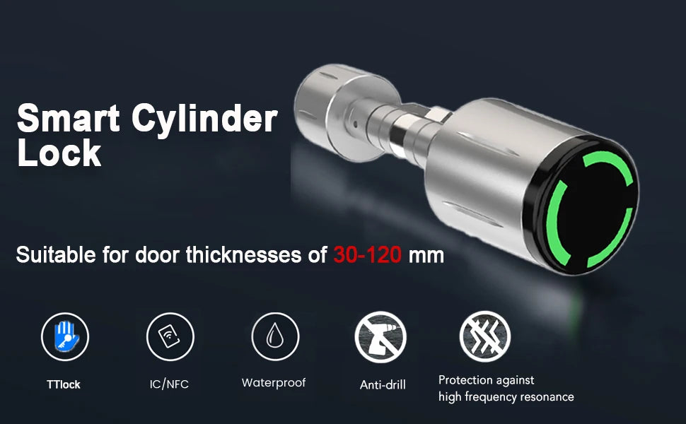 IP67 Waterproof Euro Smart Electronic Door Lock Cylinder TTLock App Control Anti-Drill Remote Access Lock