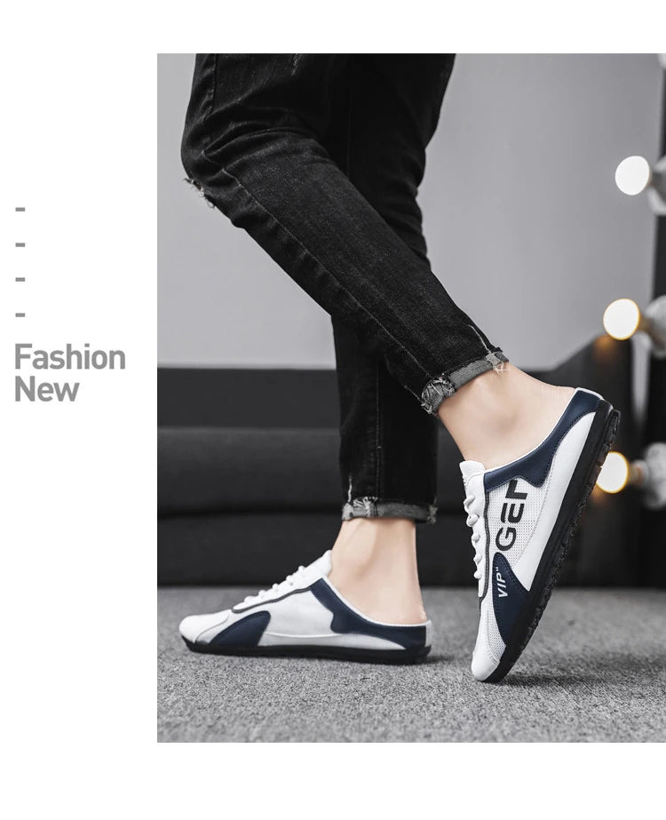2024 New Men Slippers Trend Baotou Shoes for Men Summer Breathable Casual Shoe Vulcanized Flats Male Sneakers Half Slip-on Shoes