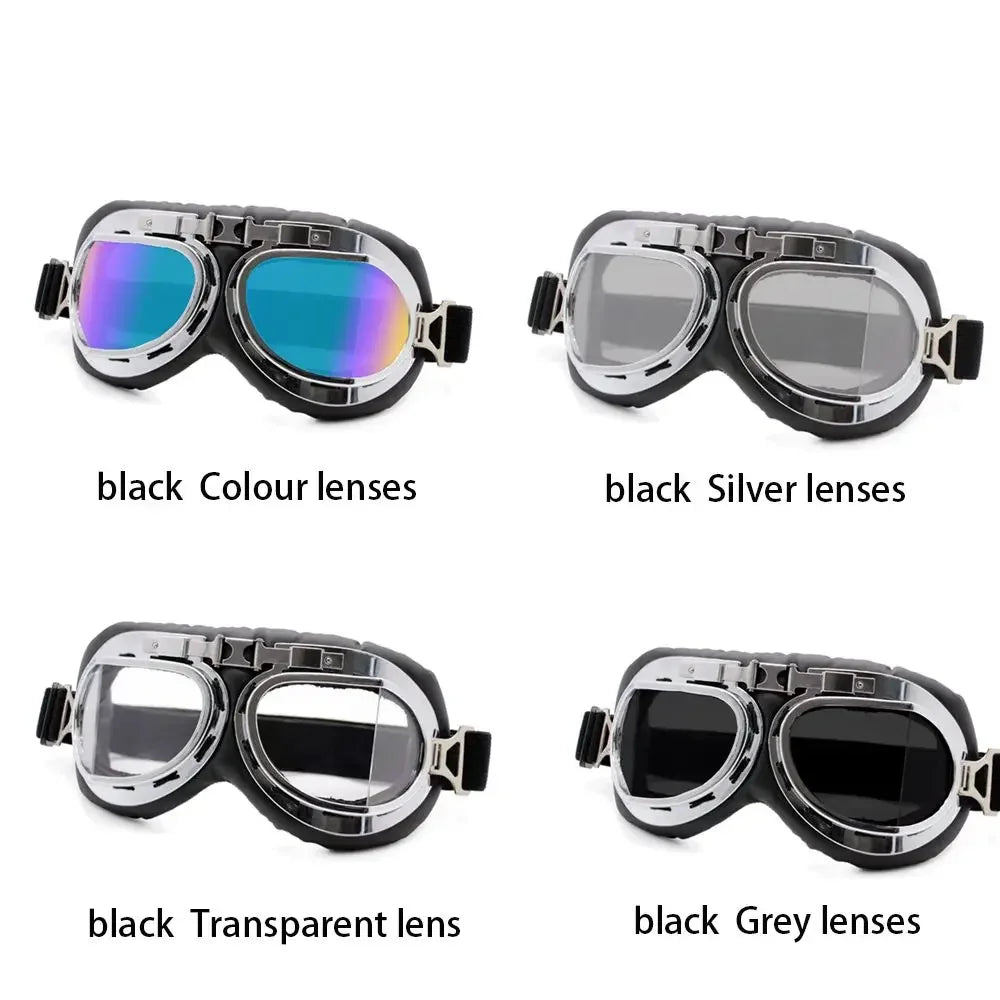 Pilot Retro Goggles Dustproof Lens Frame Motorcycle Glasses Cruiser Scooter Snowboard Protective Gears Eye Protection Sunglasses