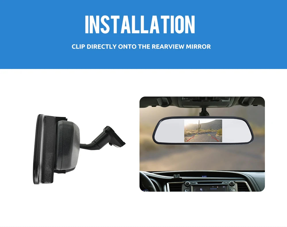 MJDOUD Car Rear view Camera with Mirror Monitor for Vehicle Parking Rearview Mirror Camera 4.3 Inch Screen Hd Reversing Camera