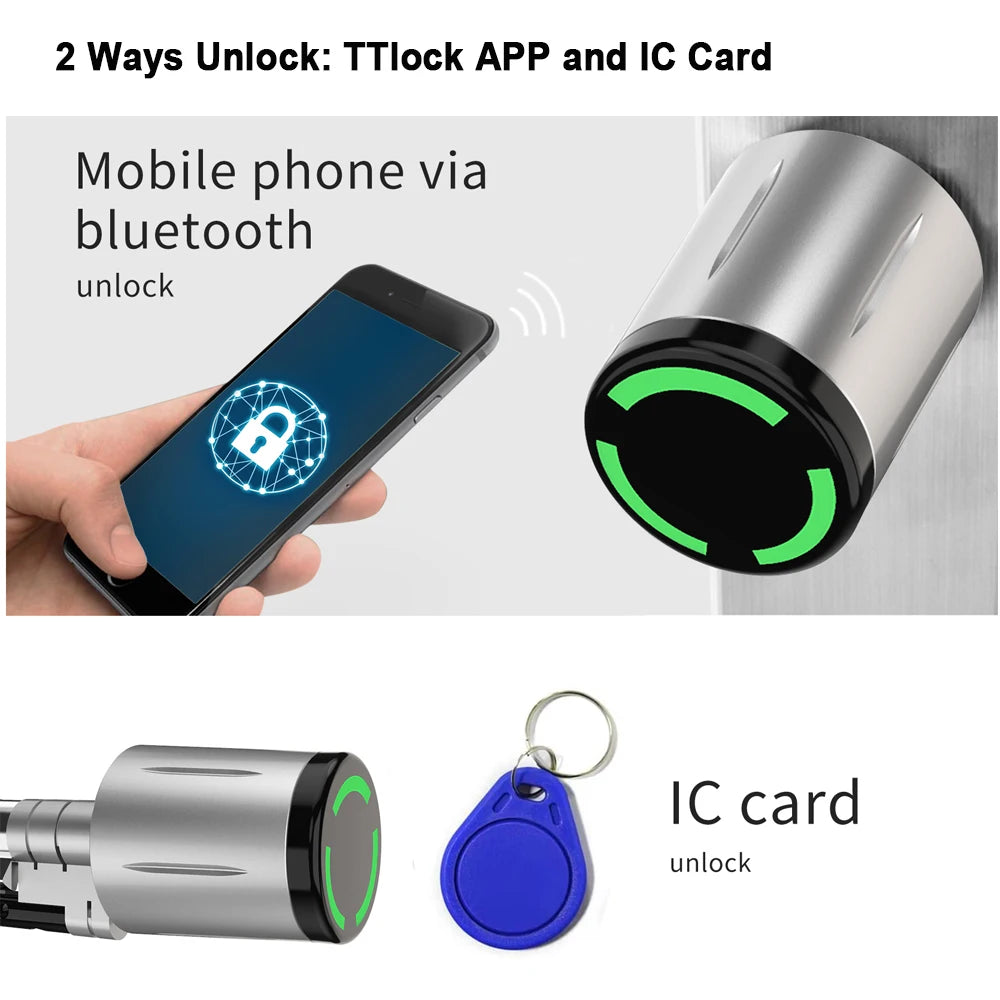 IP67 Waterproof Euro Smart Electronic Door Lock Cylinder TTLock App Control Anti-Drill Remote Access Lock