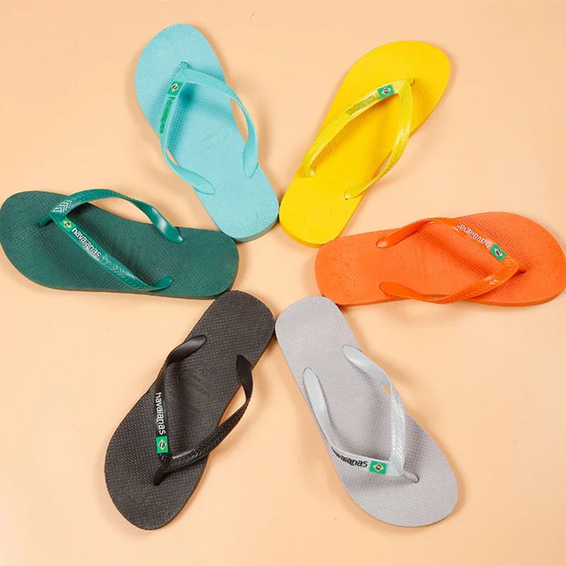 Outdoor Havaianas men's slippers solid color rubber anti slip men's word slippers