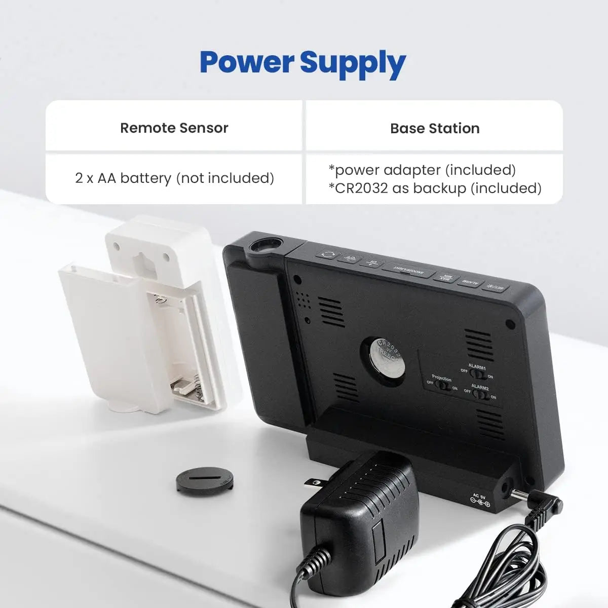 Atomic Projector Clocks Projecting Clock Projection Alarm Clock for Bedroom Ceiling and Indoor Outdoor Temperature Humidity