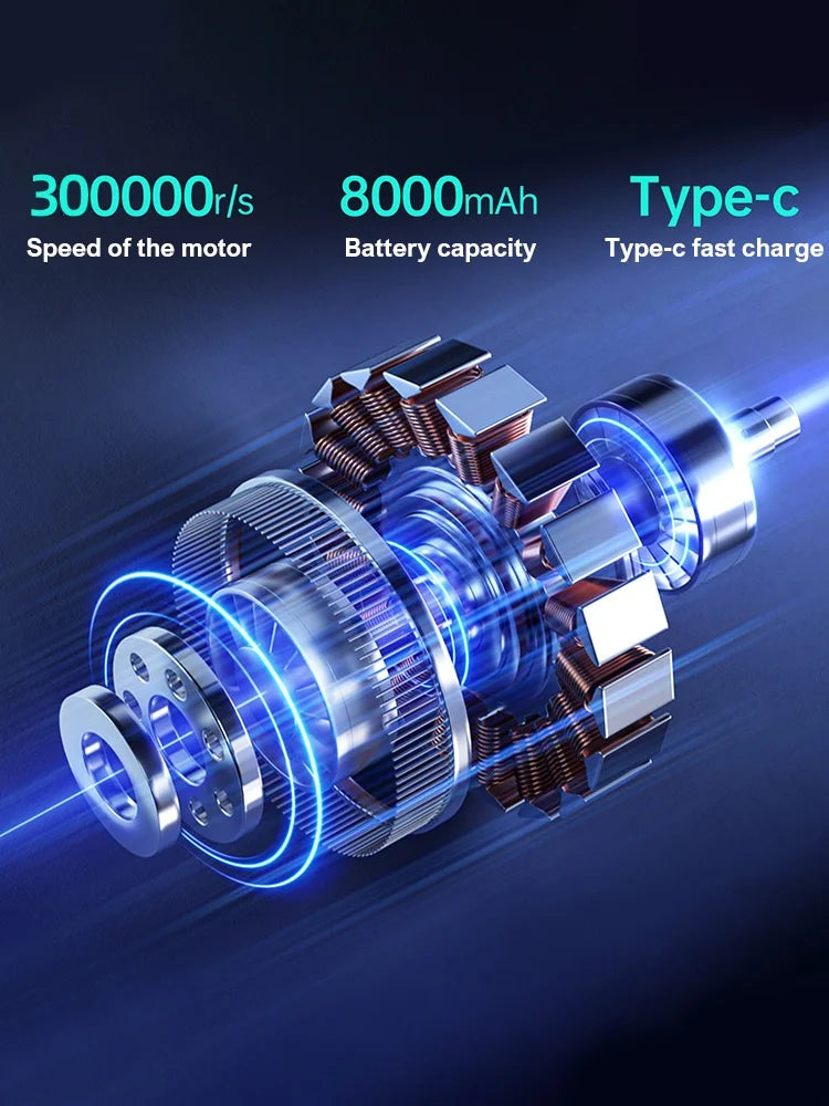 Violent Fan 300000RPM Powerful Air Blower Vacuum Dust Cleaner Type-C Charging Strong Winds 53m/s Brushless Turbo Jet Blower 