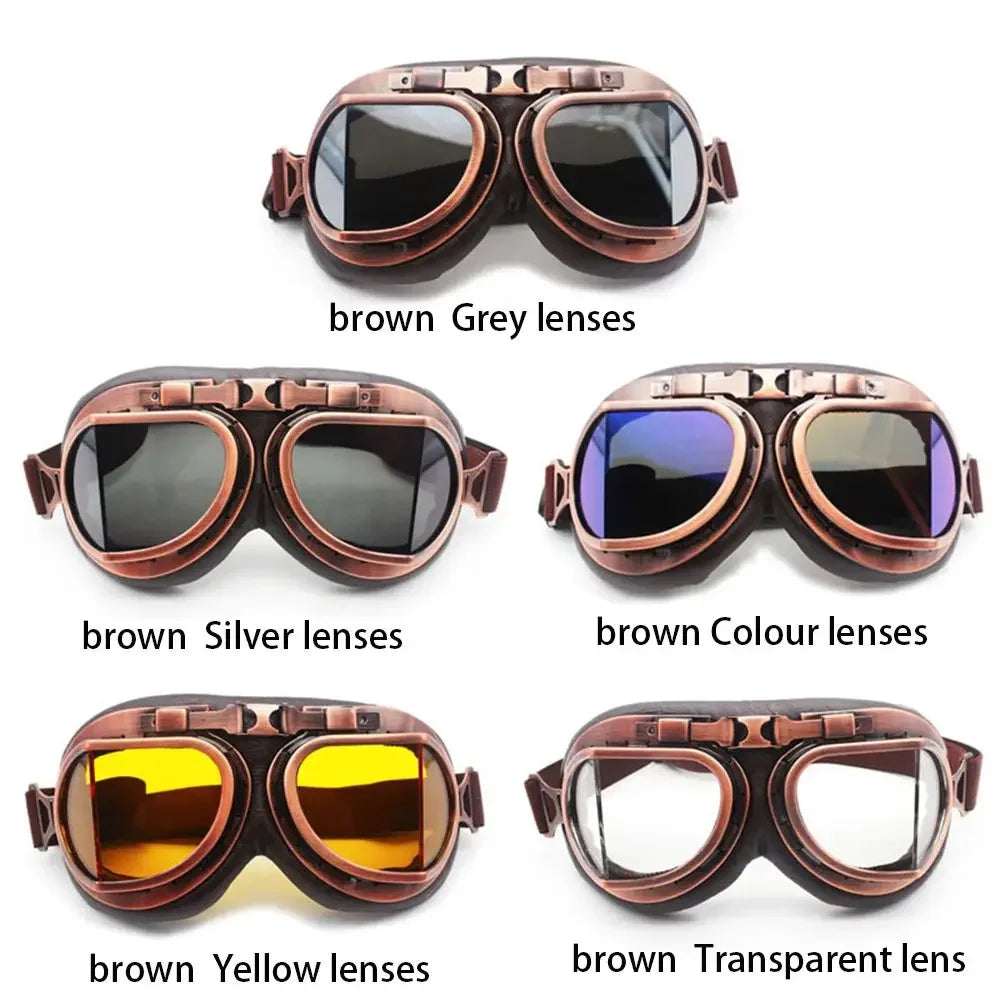 Pilot Retro Goggles Dustproof Lens Frame Motorcycle Glasses Cruiser Scooter Snowboard Protective Gears Eye Protection Sunglasses