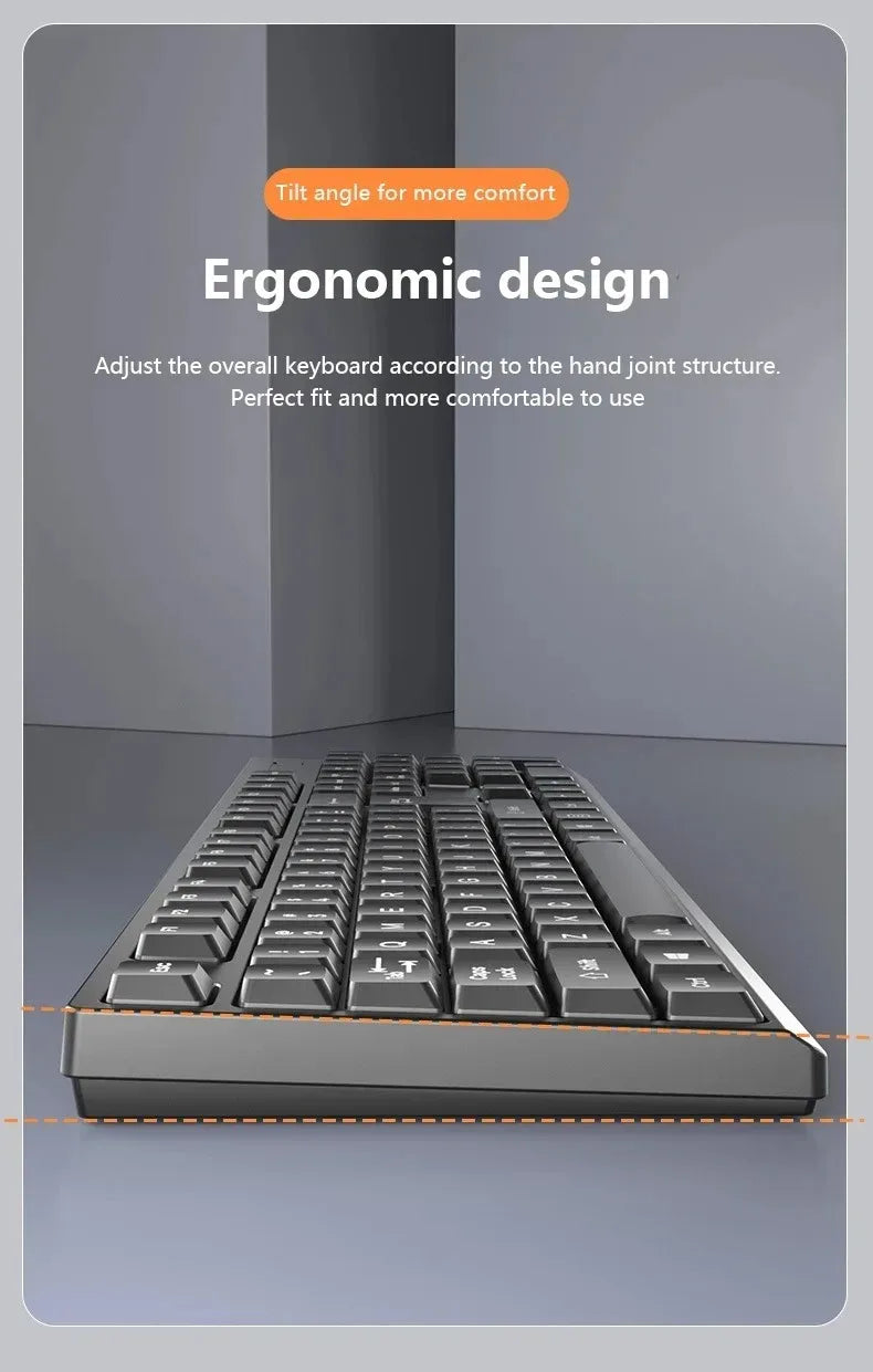 2.4GHz Wireless Keyboard Mouse Set For Work Office Gaming PC Mice Pads Mute 104 Keycaps Keyboard Laptop PC Accessories