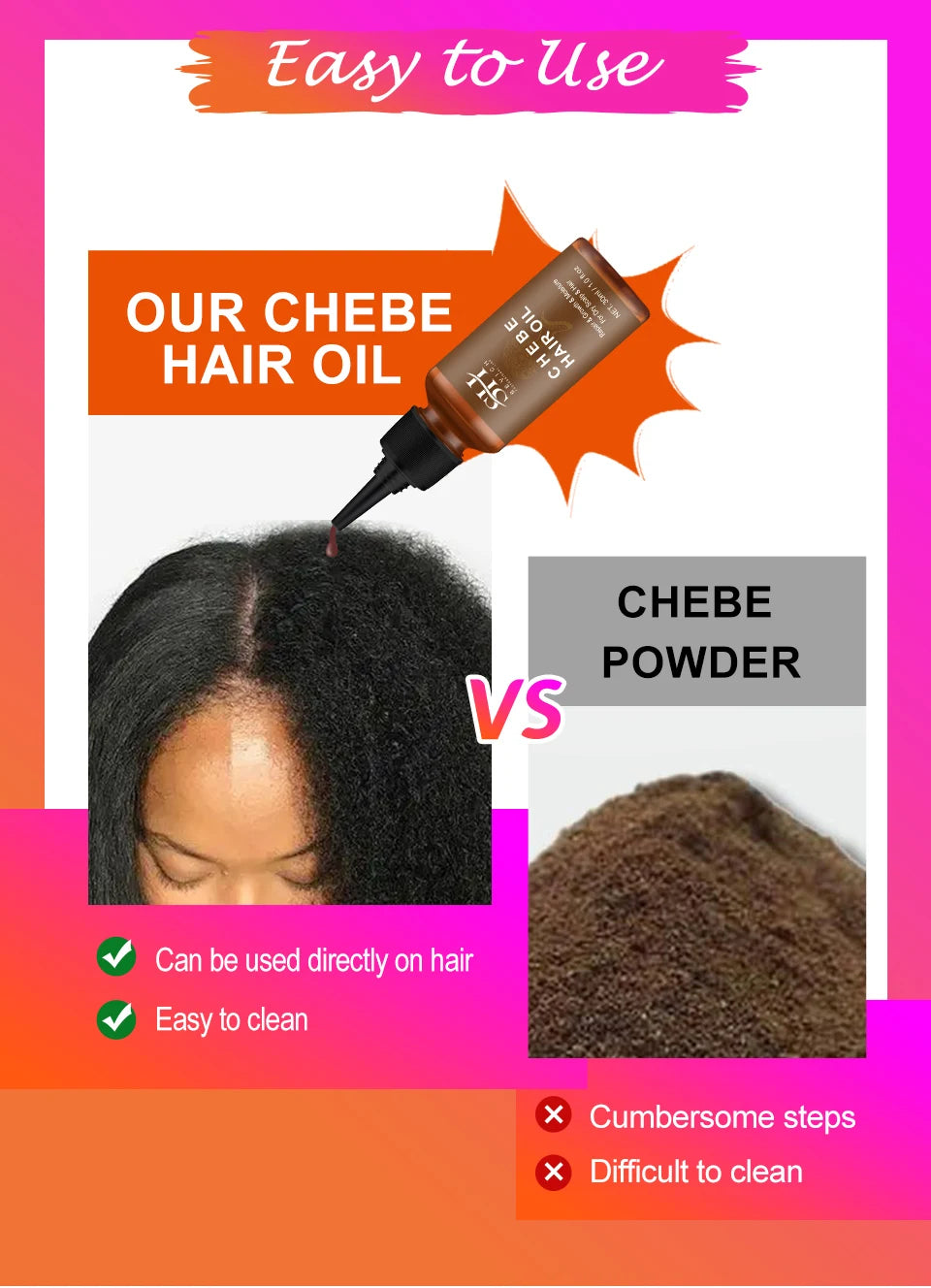 Sevich Chebe Hair Growth Spray 30ml Africa Traction Alopecia Hair Thickening Oil Anti Hair Loss Treatment Spray Hair Scalp Care