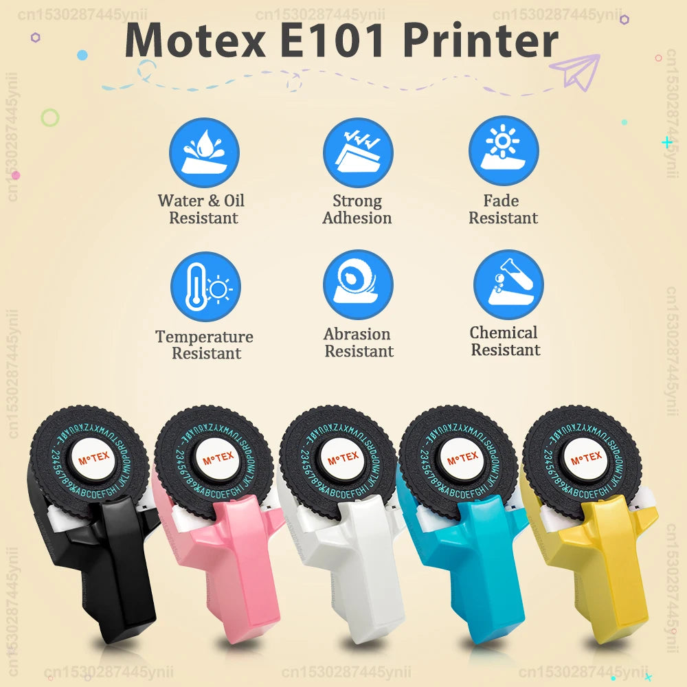 Motex E101 Portable 3D Embossing Label Printer Similar as B90 Dymo 12965 1610 Manual Label Maker DIY Adhesive Dymo 3D Label Tape