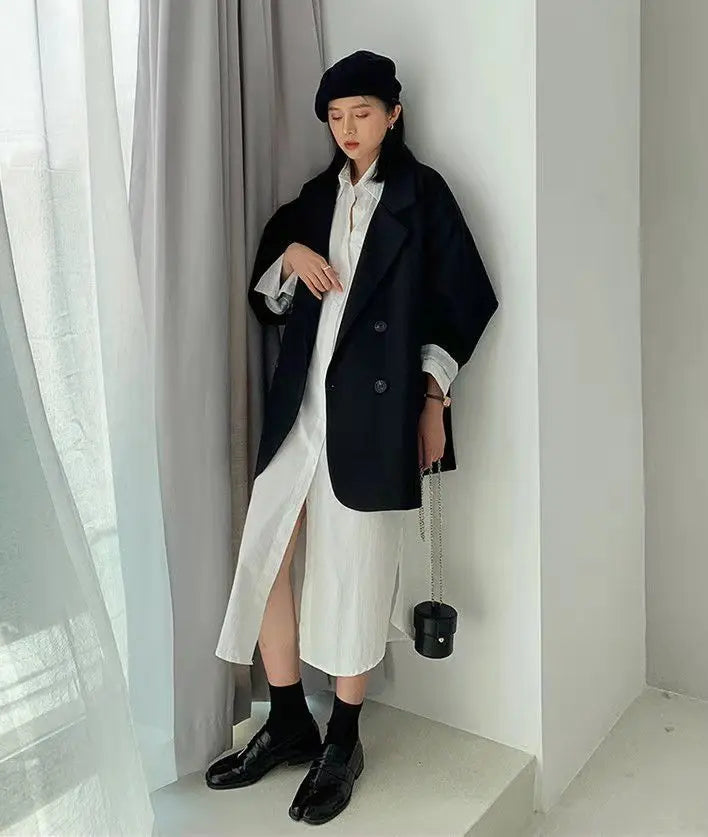 Women's Large Blazer Coats Spring Autumn Fashion Korean Version Loose Top Coat Office Work Clothes Grace Fall Jacket for Women
