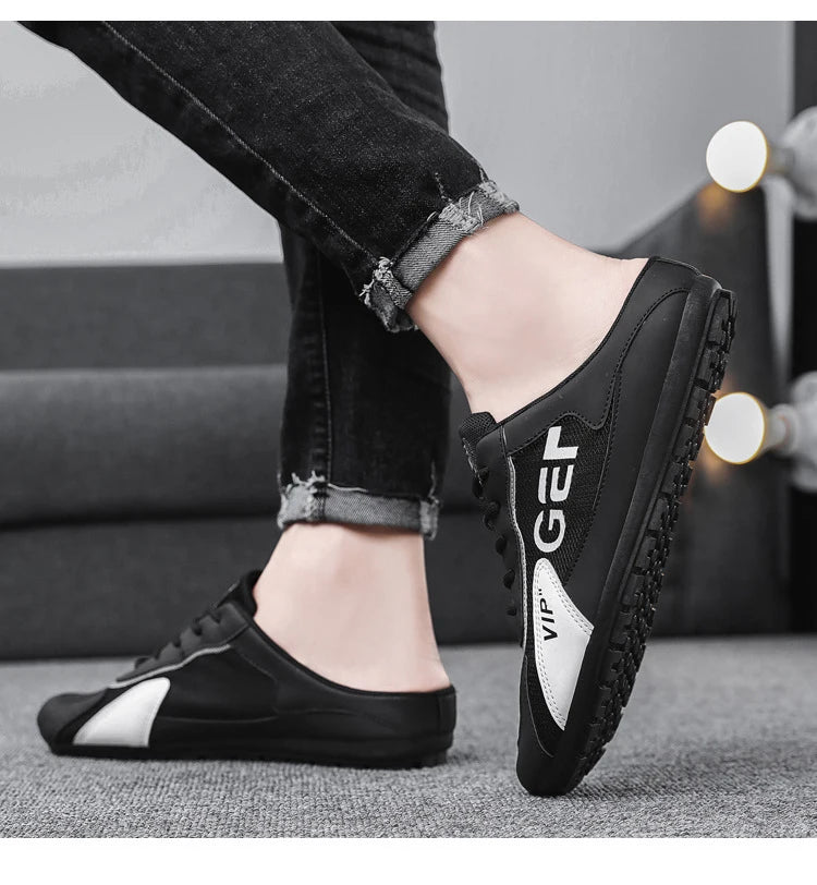 2024 New Men Slippers Trend Baotou Shoes for Men Summer Breathable Casual Shoe Vulcanized Flats Male Sneakers Half Slip-on Shoes