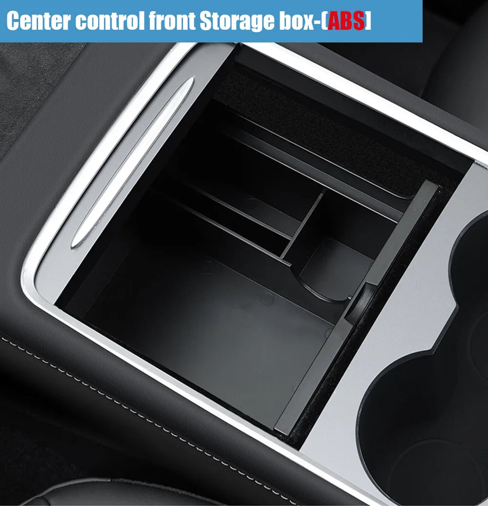 Car Storage Box For Tesla 2023 Model Y 2024 Model 3 Center Armrest Hidden Box Cup Holder Console Organizer Car Box Accessories