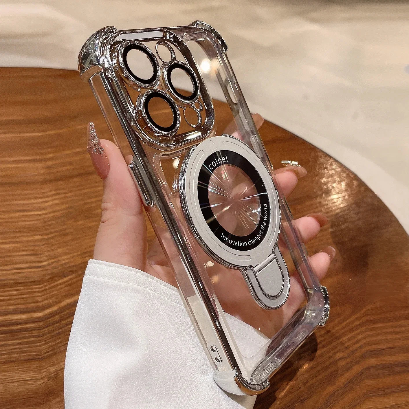 Luxury Plating Shockproof Magnetic Bracket Case For iPhone 15 16 11 12 13 14 Pro Max Plus XR For Magsafe With Holder Stand Cover