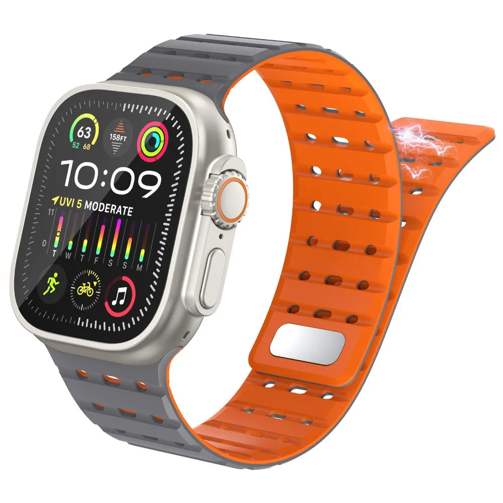 Magnetic Strap For Apple Watch Ultra 2 49mm 44mm 45mm 46mm 42mm Belt Silicone Bracelet iWatch Series 10 8 7 6 5 9 Se 40mm Bands