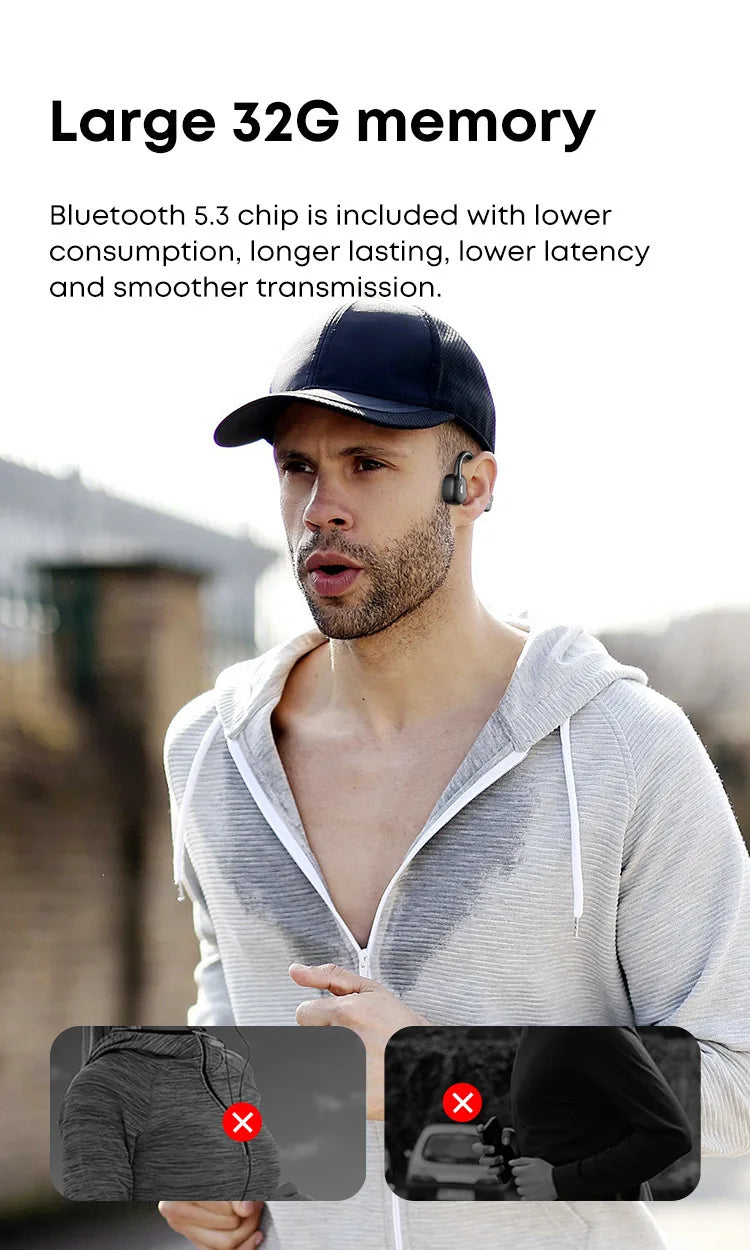 Xiaomi Bone Conduction Earphone IPX8 Wireless Open Headset Bluetooth 5.3 Swimming Bluetooth Headphones 32GB MP3 Sports Earbuds