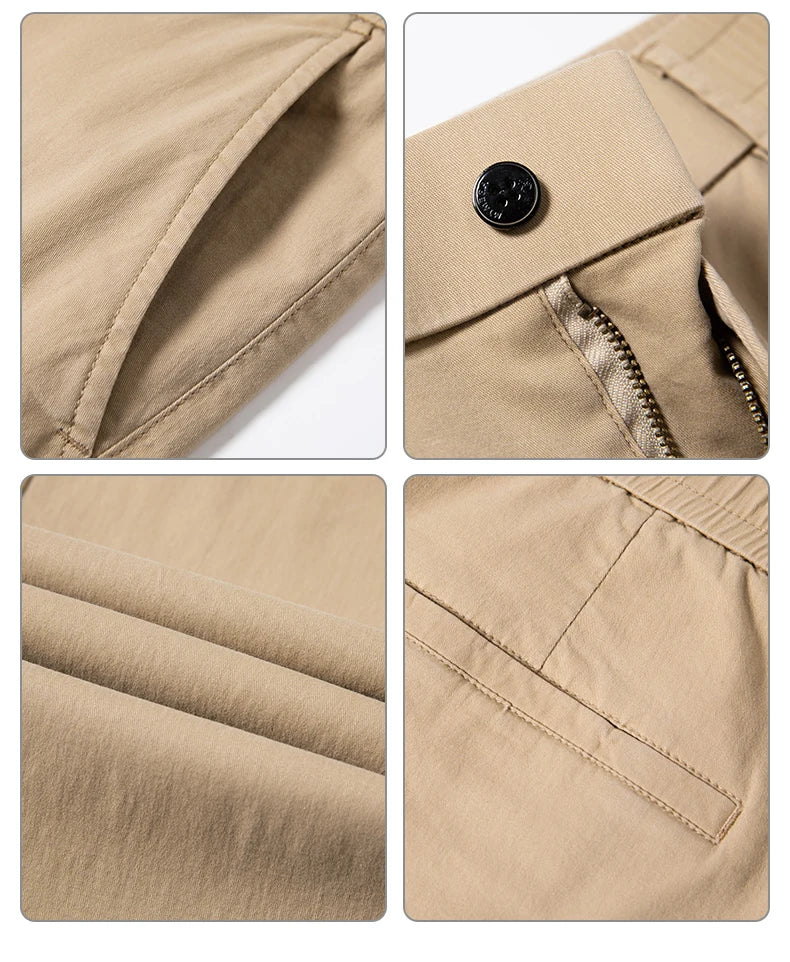 2024 Breathable 98% Cotton Thin Soft Fabric Men's Casual Pants Male Korean Summer New Brand Jogging Work Straight Slim Trousers