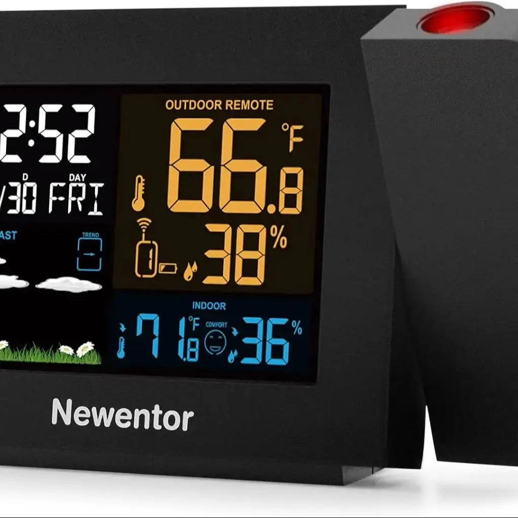 Atomic Projector Clocks Projecting Clock Projection Alarm Clock for Bedroom Ceiling and Indoor Outdoor Temperature Humidity