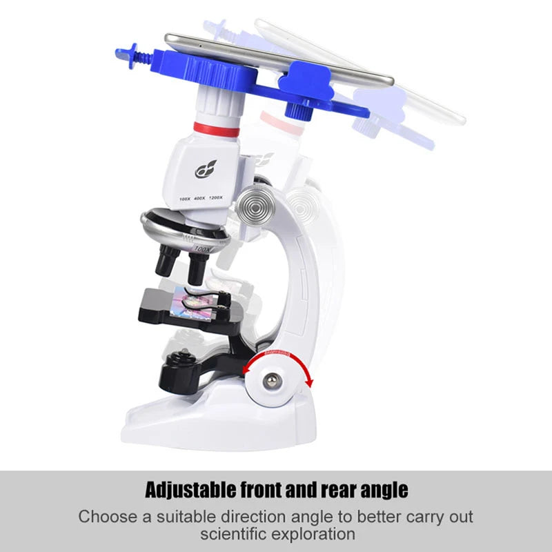1200X Biological Microscope Kit Lab with LED Microscopio Home School Science Educational Toy Gift Refined Children's Microscope