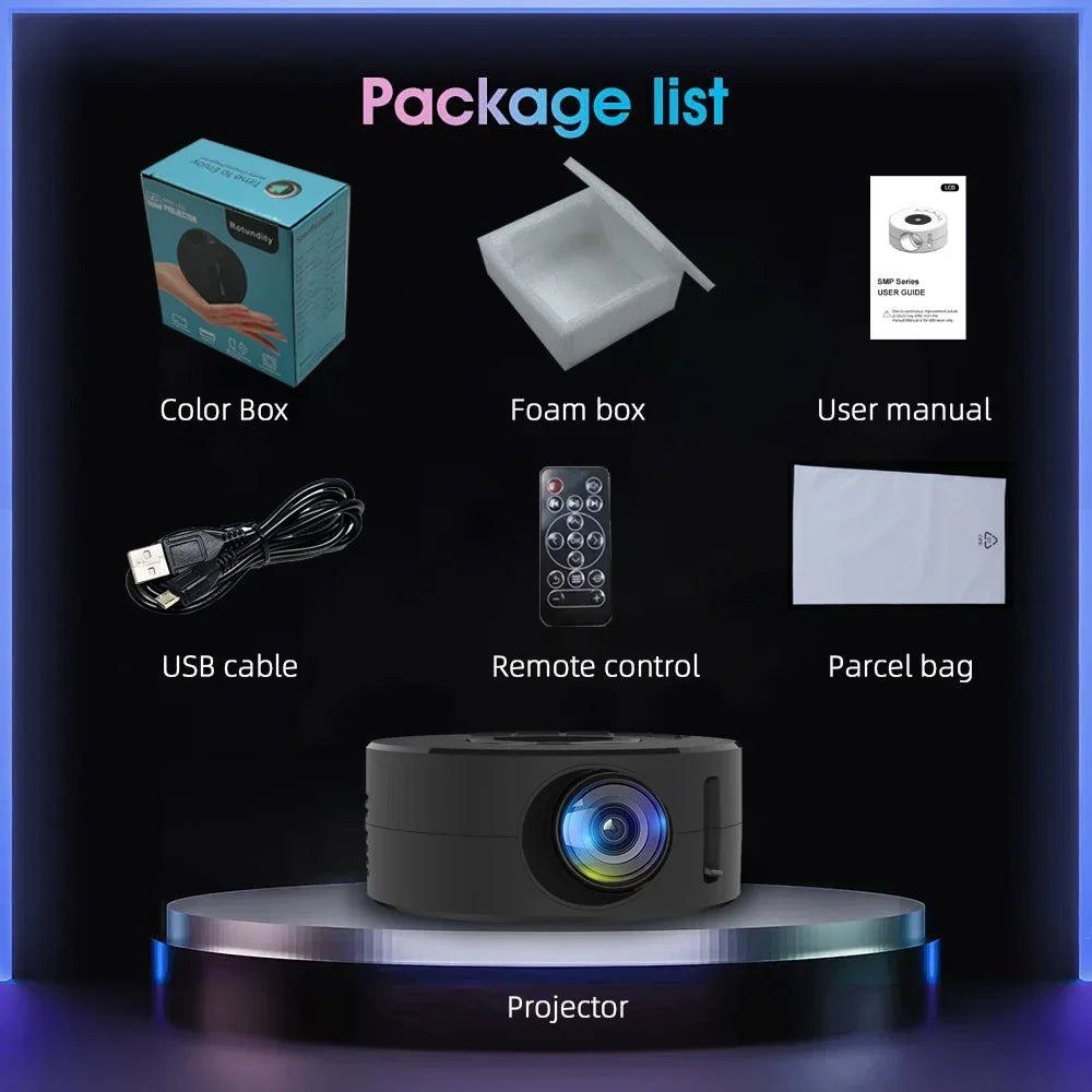 YT200 Smart Projector LED HD TV Video Projector For 4K 1500 Lumens Android Same Screen Home Cinema Outdoor Portable Mini Project