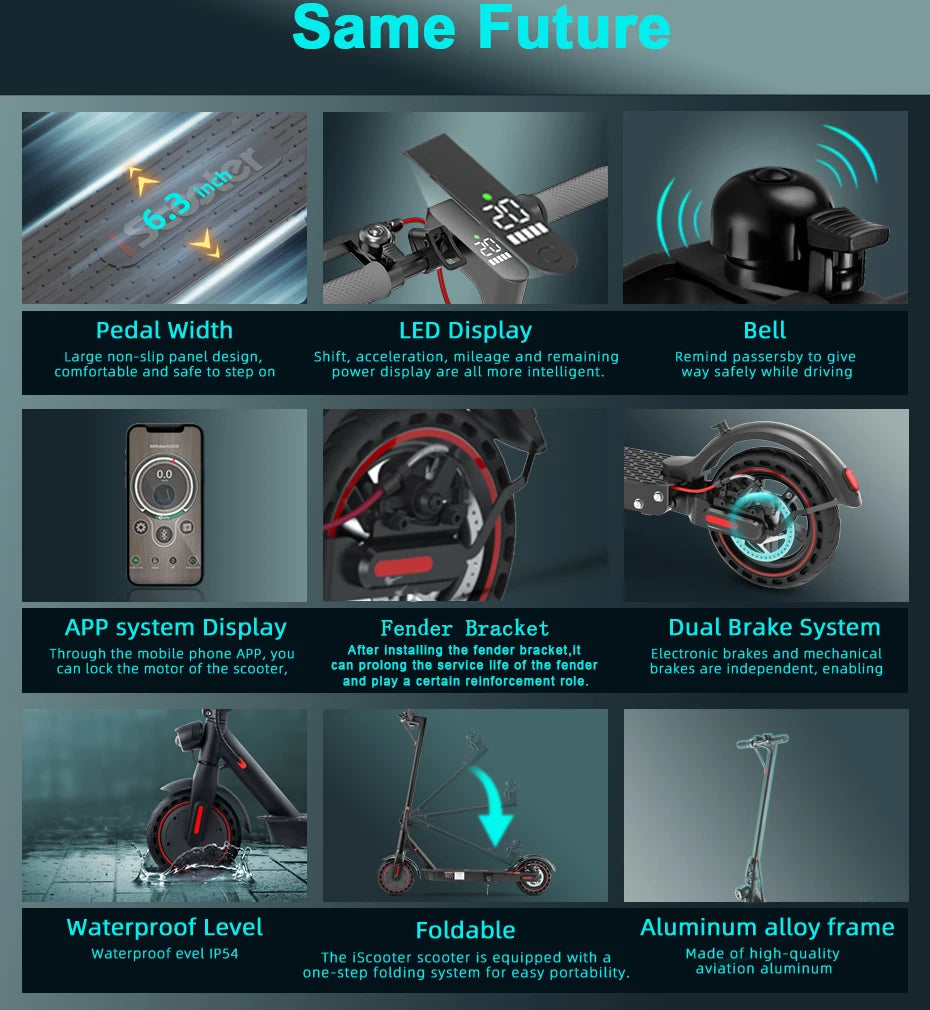 iScooter i9/i9Pro/i9Max Electric Scooter For Adults 30/35Km/h Electric Scooter 350/500W Adult Scooter Electric Kick Scooter