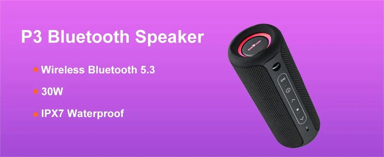 WISETIGER A46 Mini Portable Bluetooth Speaker Amazing Bass Sound Box BT5.3 Wireless Speaker with LED Light, TF Card Slot &AUX-IN