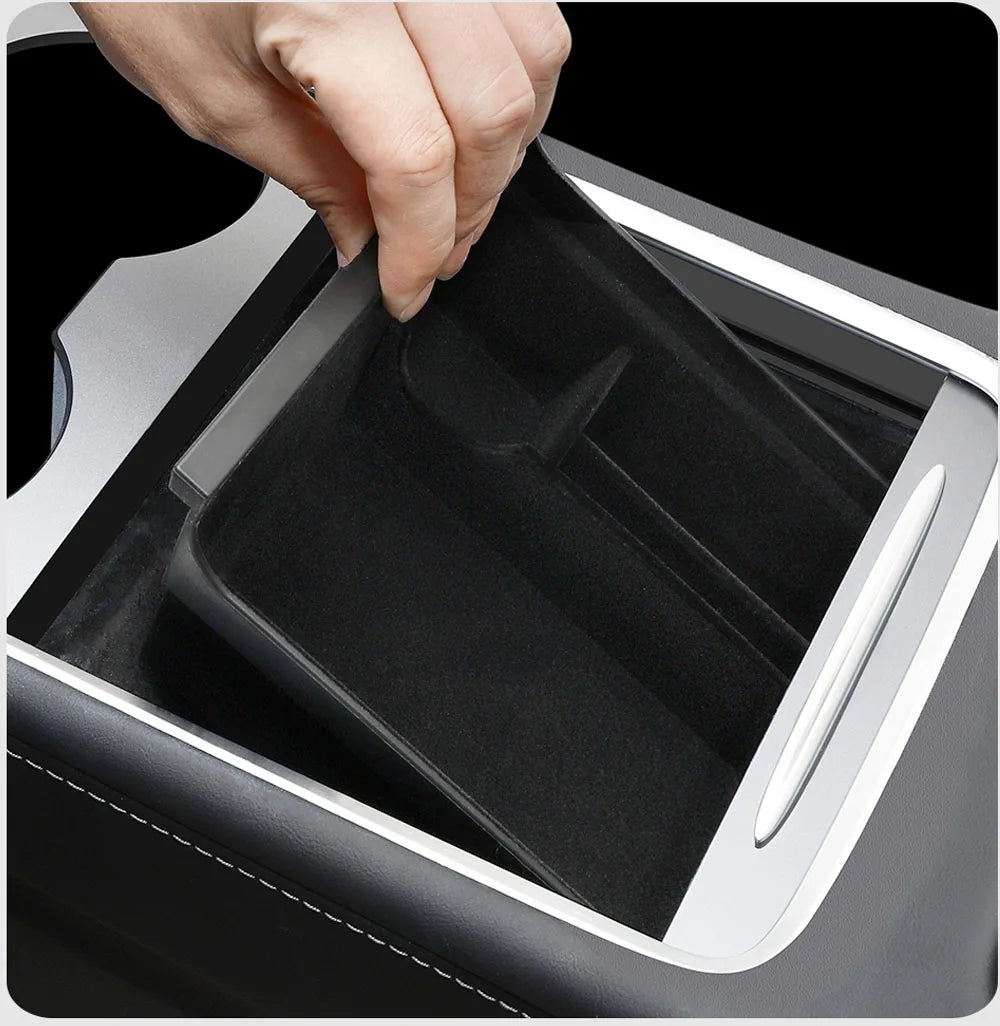 Car Storage Box For Tesla 2023 Model Y 2024 Model 3 Center Armrest Hidden Box Cup Holder Console Organizer Car Box Accessories