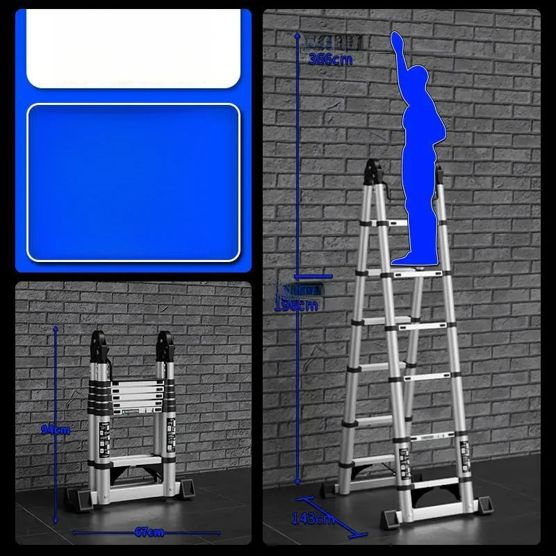 Professional Aluminum Alloy Multifunctional Telescopic Zigzag Ladder Household Staircase Indoor Lifting And Folding Ladder