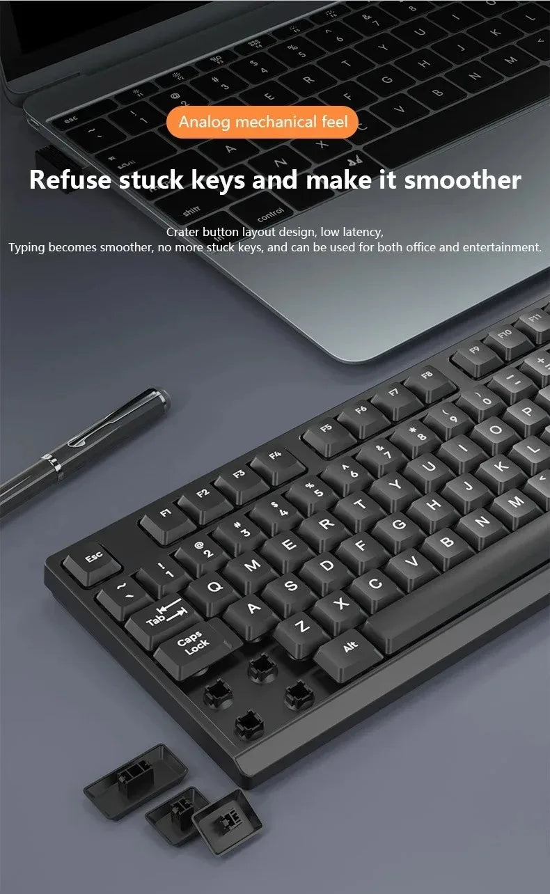 2.4GHz Wireless Keyboard Mouse Set For Work Office Gaming PC Mice Pads Mute 104 Keycaps Keyboard Laptop PC Accessories