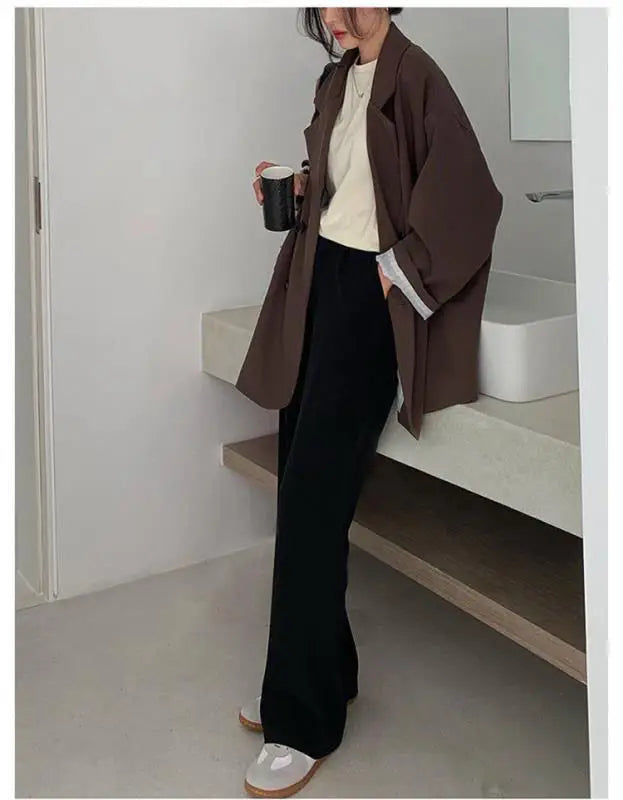 Women's Large Blazer Coats Spring Autumn Fashion Korean Version Loose Top Coat Office Work Clothes Grace Fall Jacket for Women