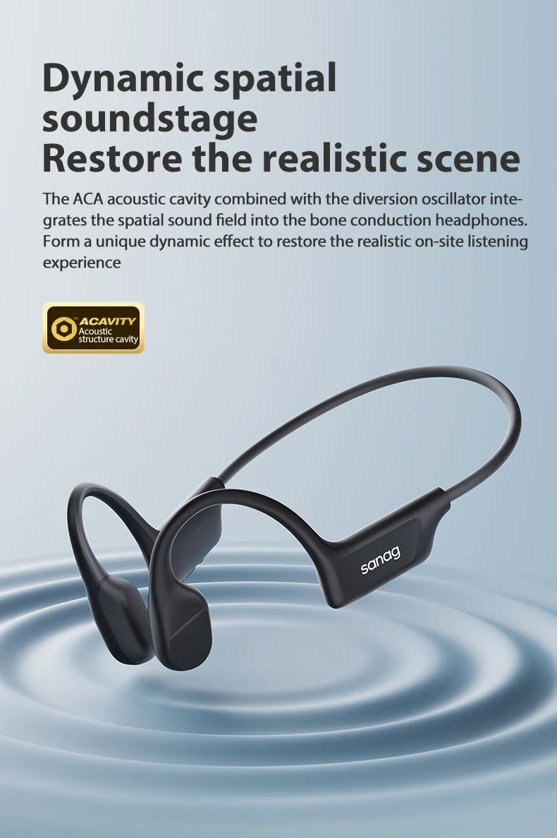 Sanag B22s Bone Conduction Earphone 16Hours Playtime IPX5 Waterproof Bluetooth5.3 Dynamic Spatial Sound Field Headphones