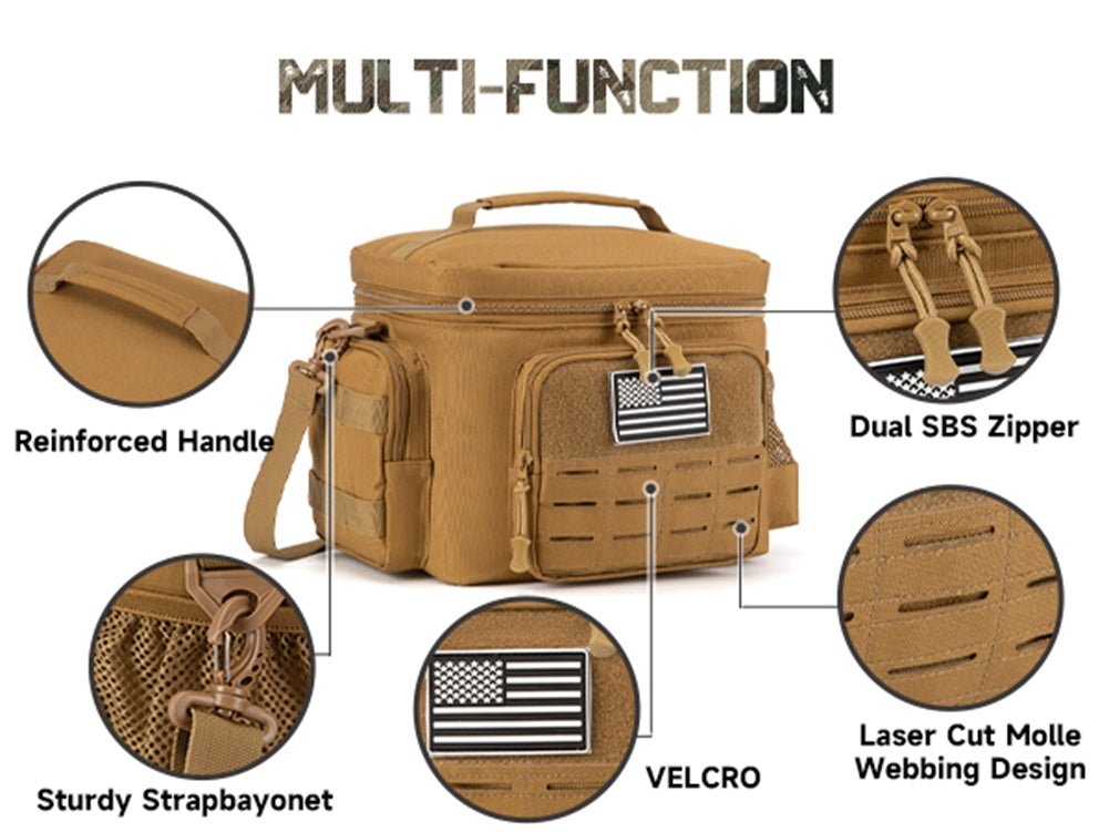 Tactical Lunch Bag for Men Outdoor Heavy Duty Lunch Box Work Leakproof Insulated Durable Thermal Cooler Bag Meal Camping Picnic