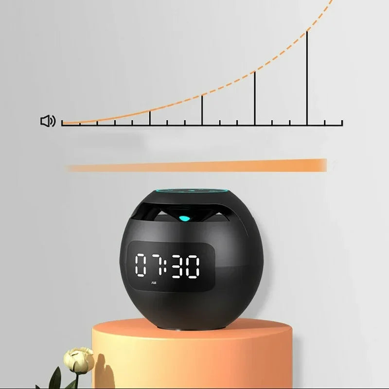 Digital LED Alarm Clock TF/FM Radio bluetooth Speaker Round Bedside Night Light Colorful Light Music Play Table Clock