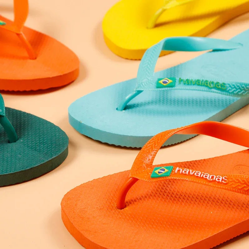 Outdoor Havaianas men's slippers solid color rubber anti slip men's word slippers
