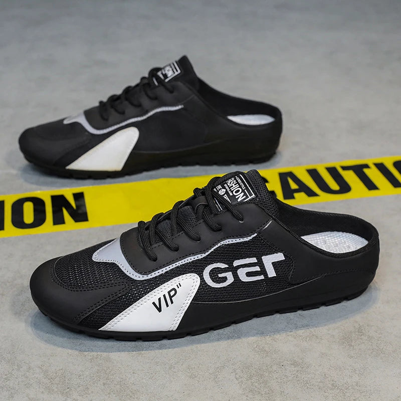 2024 New Men Slippers Trend Baotou Shoes for Men Summer Breathable Casual Shoe Vulcanized Flats Male Sneakers Half Slip-on Shoes