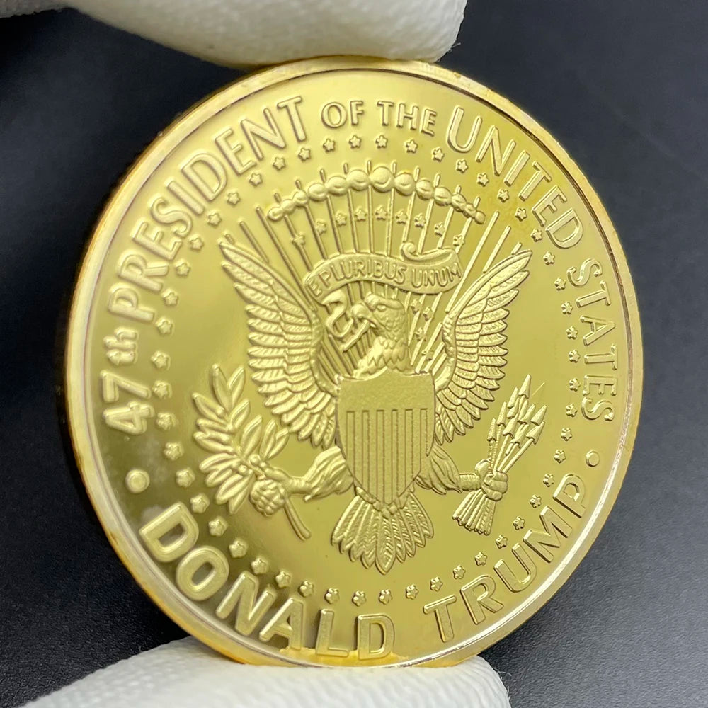 Attack on Trump Challenge Coin 2024 US President 47th Gold Coin Collectibles USA Fight Commemorative Medal in Capsule
