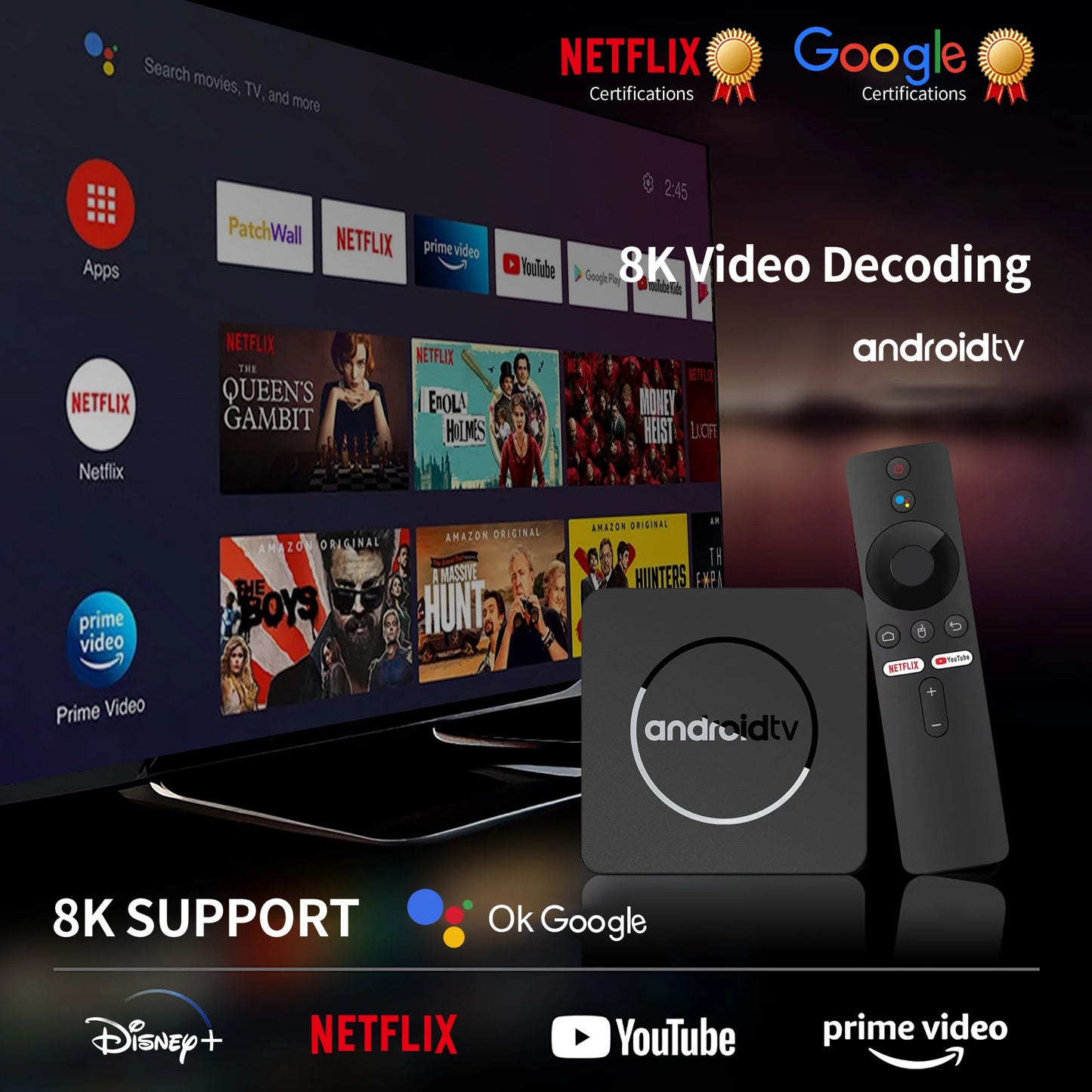 Android 13 4K HDR10+ Smart TV Box Allwinner H313 2GB16GB Dual Wifi BT5.0 Set Top Box Media Player Stereo Surround Q1 ATV