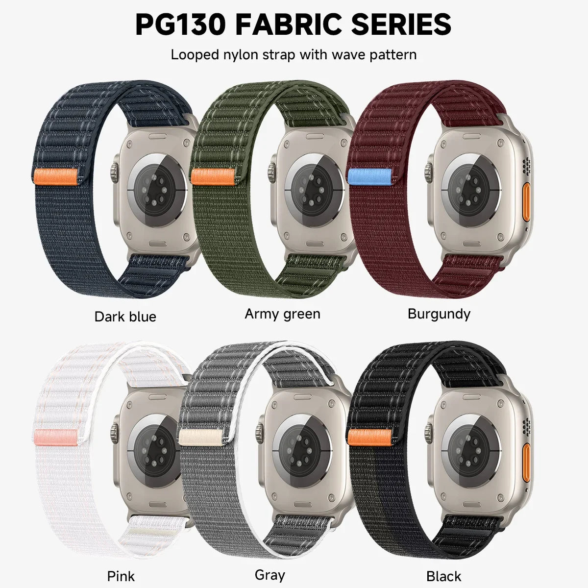Nylon Strap For Apple Watch Band Ultra 2 49mm 46 45 41 44mm 42mm 38mm Wave pattern Bracelet For iWatch Series 10 9 8 7 6 5 4 3