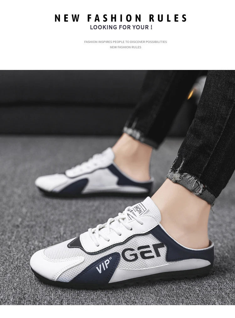 2024 New Men Slippers Trend Baotou Shoes for Men Summer Breathable Casual Shoe Vulcanized Flats Male Sneakers Half Slip-on Shoes