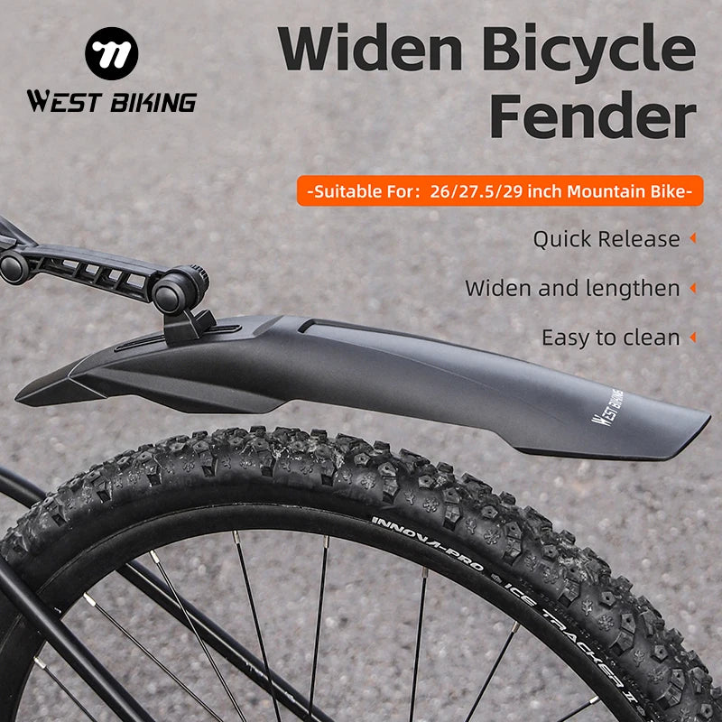 WEST BIKING Quick Release Bicycle Fender Adjustable Widen MTB Bike Mudguard For 26/27.5/29 In Mountain Bike Cycling Accessories