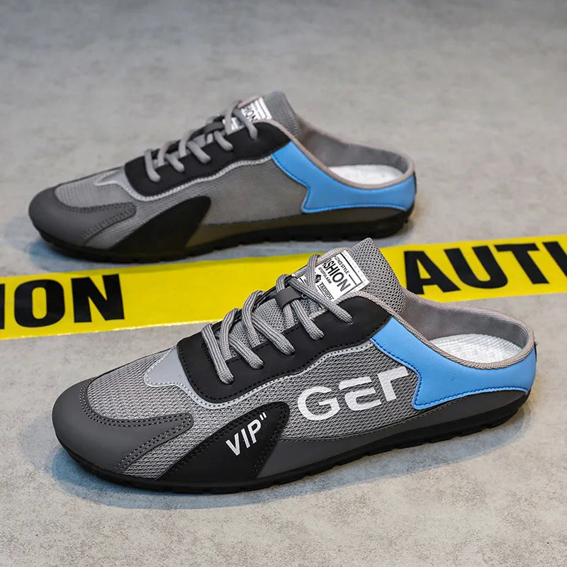 2024 New Men Slippers Trend Baotou Shoes for Men Summer Breathable Casual Shoe Vulcanized Flats Male Sneakers Half Slip-on Shoes