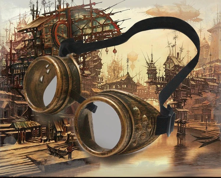 Kaleidoscope Rainbow Glasses Crystal Lenses Men Women Rivet Steampunk Goggles Cosplay Vintage Gothic Eyewear Motocross