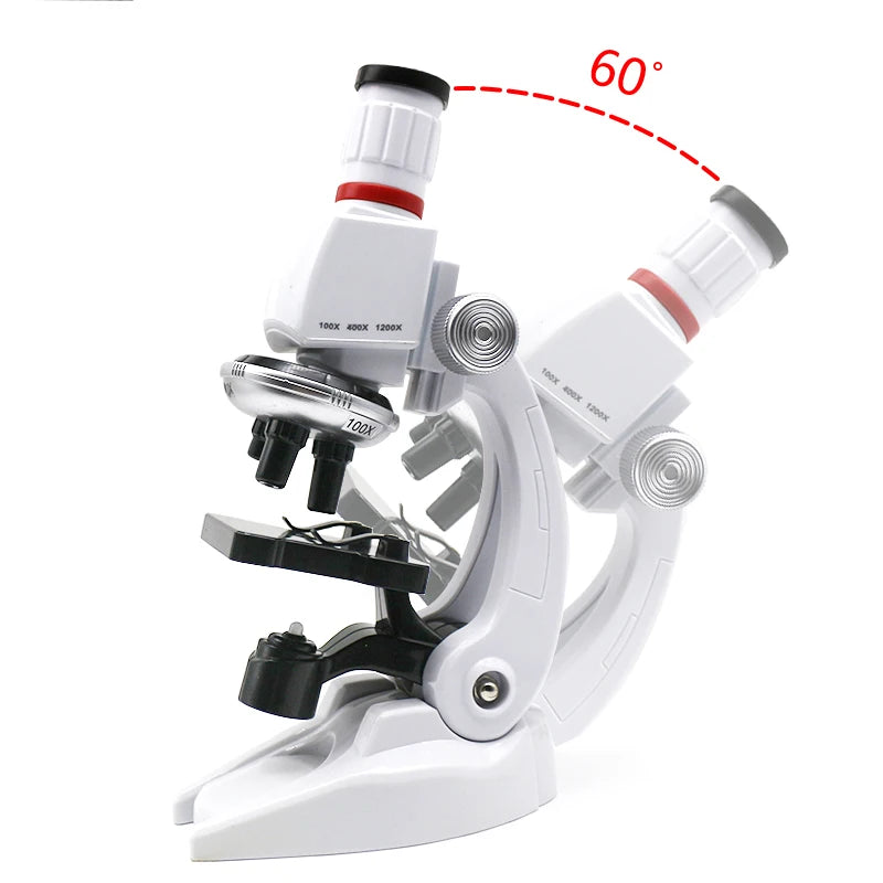 1200X Biological Microscope Kit Lab with LED Microscopio Home School Science Educational Toy Gift Refined Children's Microscope