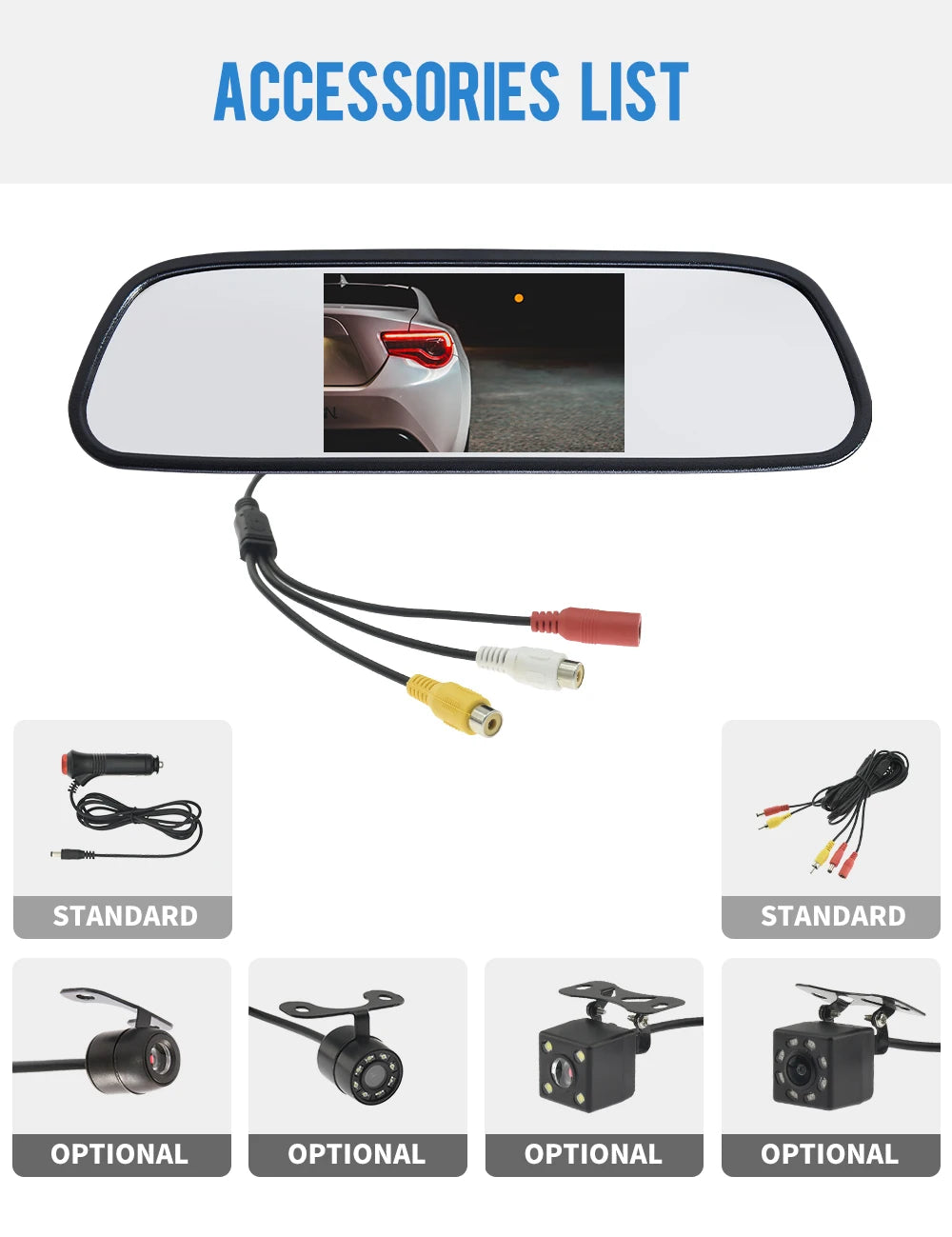 MJDOUD Car Rear view Camera with Mirror Monitor for Vehicle Parking Rearview Mirror Camera 4.3 Inch Screen Hd Reversing Camera