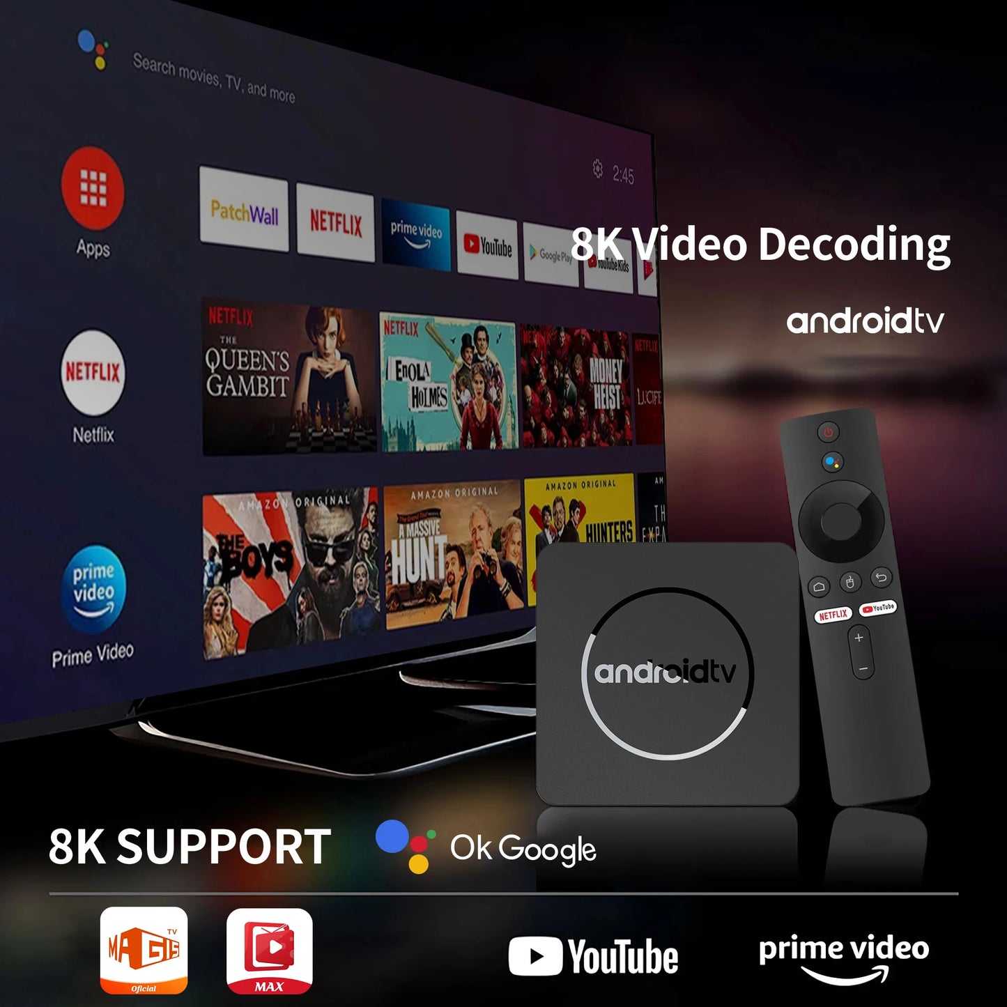 Android 13 4K HDR10+ Smart TV Box Allwinner H313 2GB16GB Dual Wifi BT5.0 Set Top Box Media Player Stereo Surround Q1 ATV