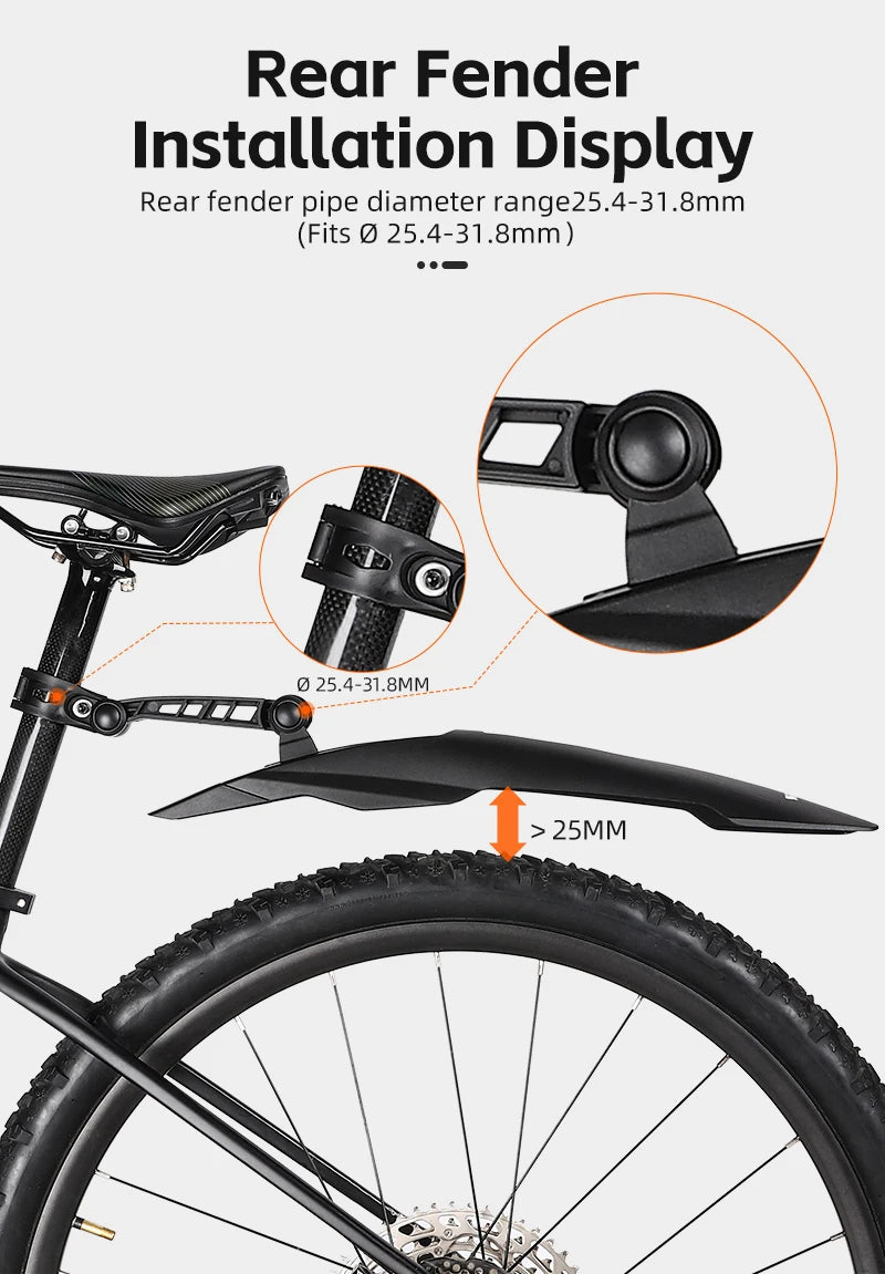 WEST BIKING Quick Release Bicycle Fender Adjustable Widen MTB Bike Mudguard For 26/27.5/29 In Mountain Bike Cycling Accessories
