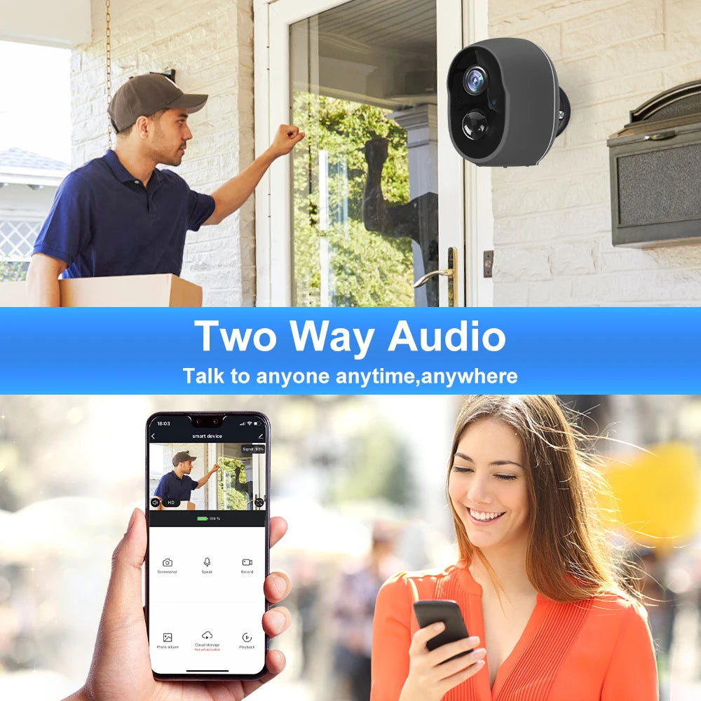 Tuya 5200mAh Rechargeable Battery Solar WiFi Security 3MP FHD CCTV 135° Wide View Angle 4X Digital Zoom Alexa Google Camera