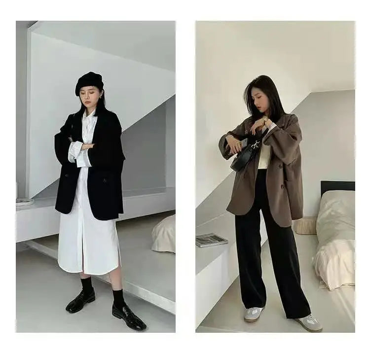 Women's Large Blazer Coats Spring Autumn Fashion Korean Version Loose Top Coat Office Work Clothes Grace Fall Jacket for Women