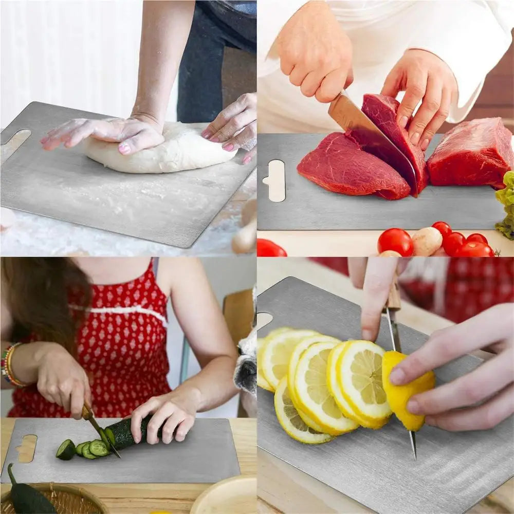 Double Thick Titanium Cutting Board for Home Kitchen Cooking Outdoor Camping Hiking Backpacking