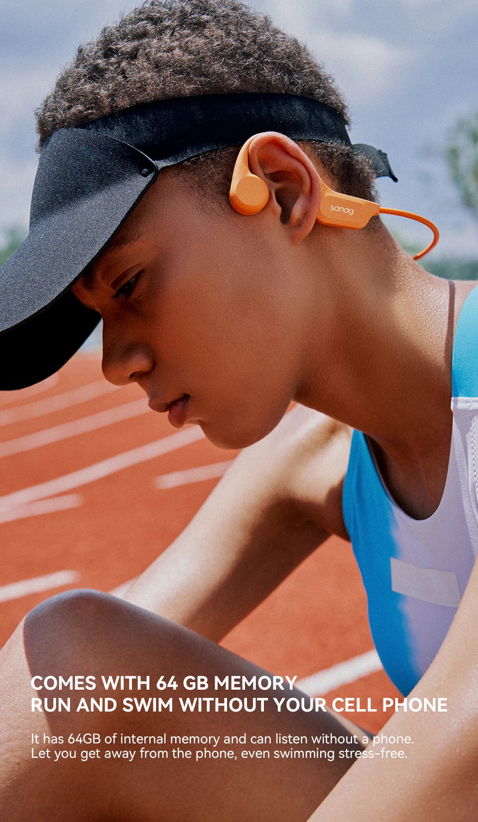 Sanag B60 True Bone Conduction Wireless Earphone Swimming Riding Bluetooth Headphones 64GB Memory MP3 Music Playback Earbuds